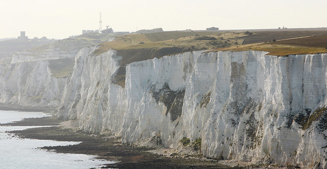 Dramatic white cliffs at the sea's edge
